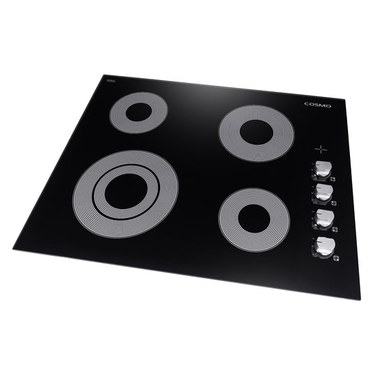 Cosmo 24 in. Electric Ceramic Glass Cooktop with 4 Elements, Dual Zone Element, Hot Surface Indicator Light and Control Knobs