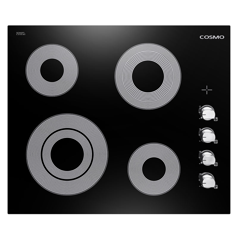 Load image into Gallery viewer, Cosmo 24 in. Electric Ceramic Glass Cooktop with 4 Elements, Dual Zone Element, Hot Surface Indicator Light and Control Knobs