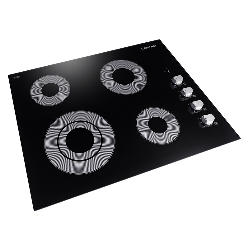 Load image into Gallery viewer, Cosmo 24 in. Electric Ceramic Glass Cooktop with 4 Elements, Dual Zone Element, Hot Surface Indicator Light and Control Knobs