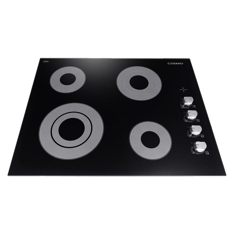 Load image into Gallery viewer, Cosmo 24 in. Electric Ceramic Glass Cooktop with 4 Elements, Dual Zone Element, Hot Surface Indicator Light and Control Knobs