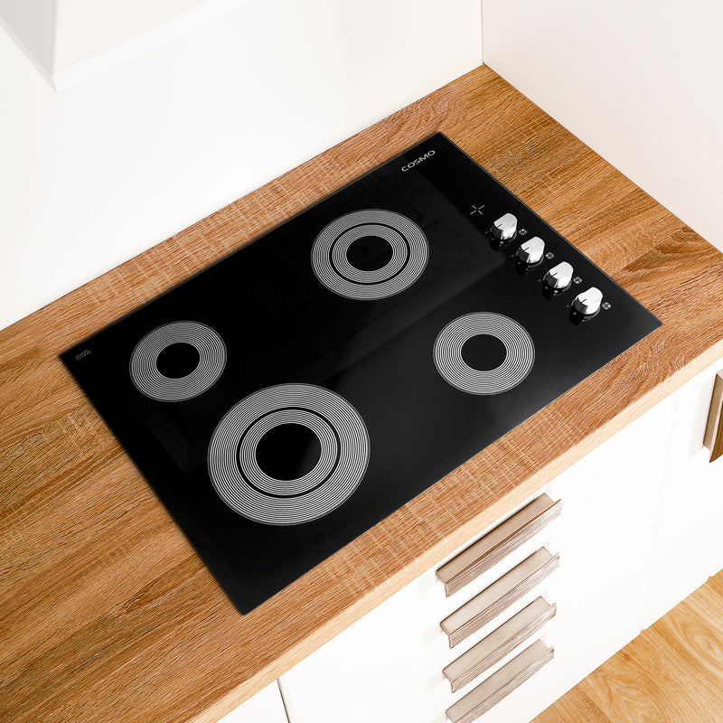 Load image into Gallery viewer, Cosmo 30 in. Electric Ceramic Glass Cooktop with 4 Burners, Dual Zone Elements, Hot Surface Indicator Light and Control Knobs