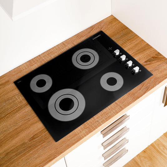 Cosmo 30 in. Electric Ceramic Glass Cooktop with 4 Burners, Dual Zone Elements, Hot Surface Indicator Light and Control Knobs