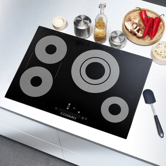 Cosmo 30 in. Electric Ceramic Glass Cooktop with 4 Burners, Triple Zone Element, Sync Burners, Hot Surface Indicator Light and Touch Control