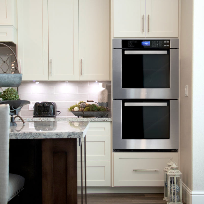 Load image into Gallery viewer, Cosmo COS-30EDWC 30 in. Electric Double Wall Oven with 5 cu. ft. Capacity, Turbo True European Convection, 7 Cooking Modes, Self-Cleaning in Stainless Steel