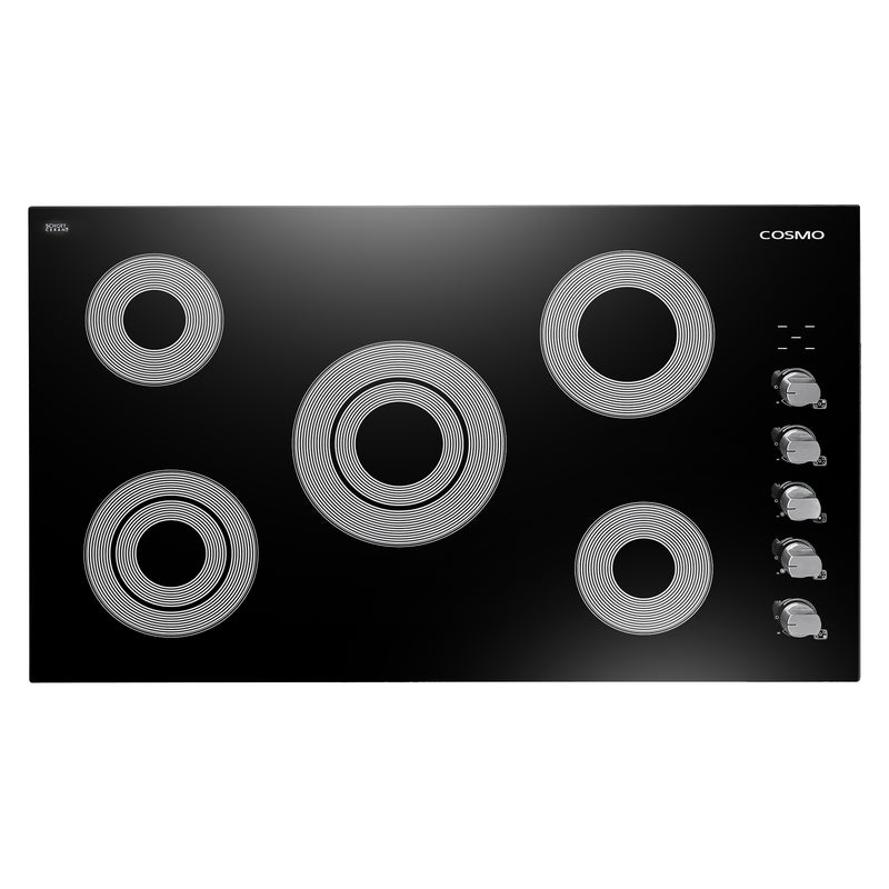 Load image into Gallery viewer, Cosmo 36 in. Electric Ceramic Glass Cooktop with 5 Burners, Dual Zone Elements, Hot Surface Indicator Light and Control Knobs