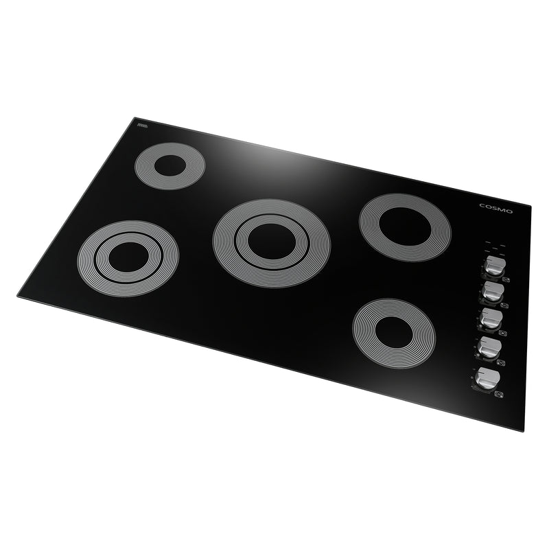 Load image into Gallery viewer, Cosmo 36 in. Electric Ceramic Glass Cooktop with 5 Burners, Dual Zone Elements, Hot Surface Indicator Light and Control Knobs