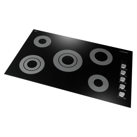Cosmo 36 in. Electric Ceramic Glass Cooktop with 5 Burners, Dual Zone Elements, Hot Surface Indicator Light and Control Knobs