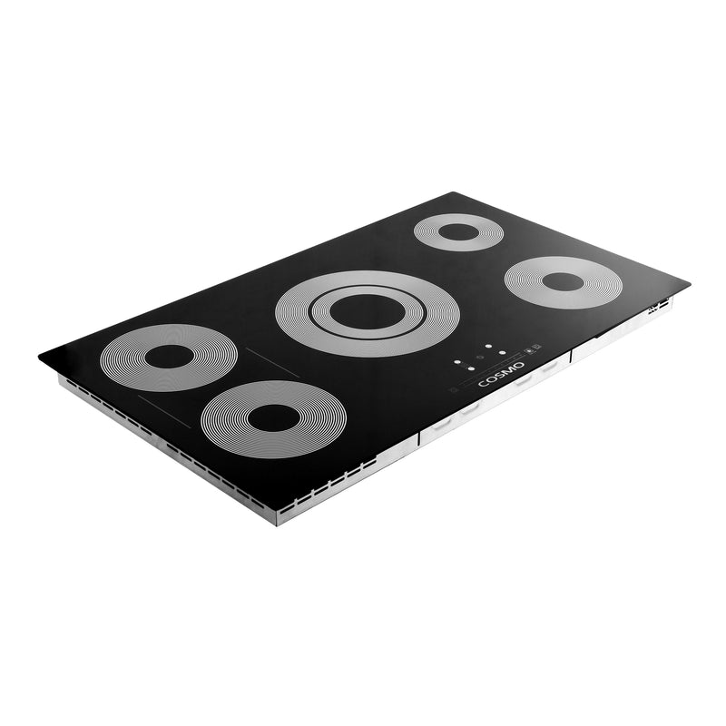 Load image into Gallery viewer, Cosmo 36 in. Electric Ceramic Glass Cooktop with 5 Burners, Triple Zone Element, Sync Burners, Hot Surface Indicator Light and Touch Controls
