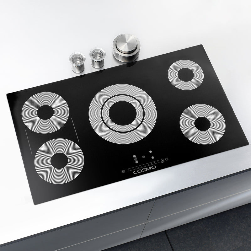 Load image into Gallery viewer, Cosmo 36 inch, Ceramic Glass Electric Cooktop with 5 Burners and Touch Controls - COS-365TBECC