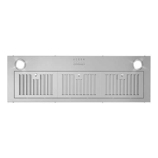 36 in. 380 CFM Ducted Insert Range Hood in Stainless Steel with Push Button Controls LED Lights and Permanent Filters