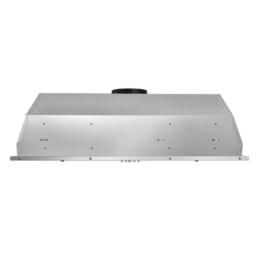 36 in. 380 CFM Ducted Insert Range Hood in Stainless Steel with Push Button Controls LED Lights and Permanent Filters