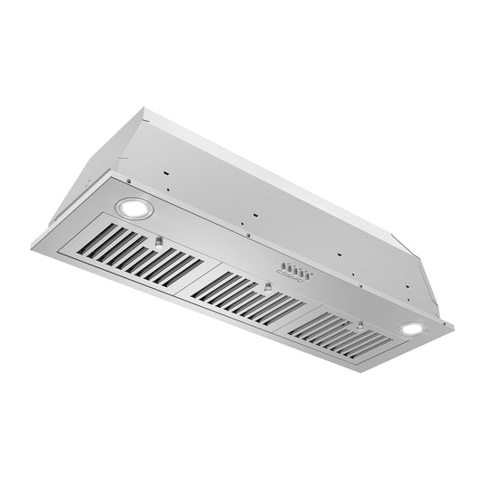 36 in. 380 CFM Ducted Insert Range Hood in Stainless Steel with Push Button Controls LED Lights and Permanent Filters