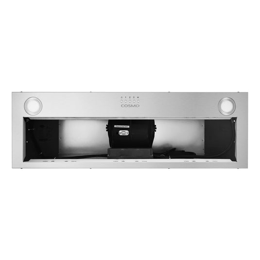 36 in. 380 CFM Ducted Insert Range Hood in Stainless Steel with Push Button Controls LED Lights and Permanent Filters