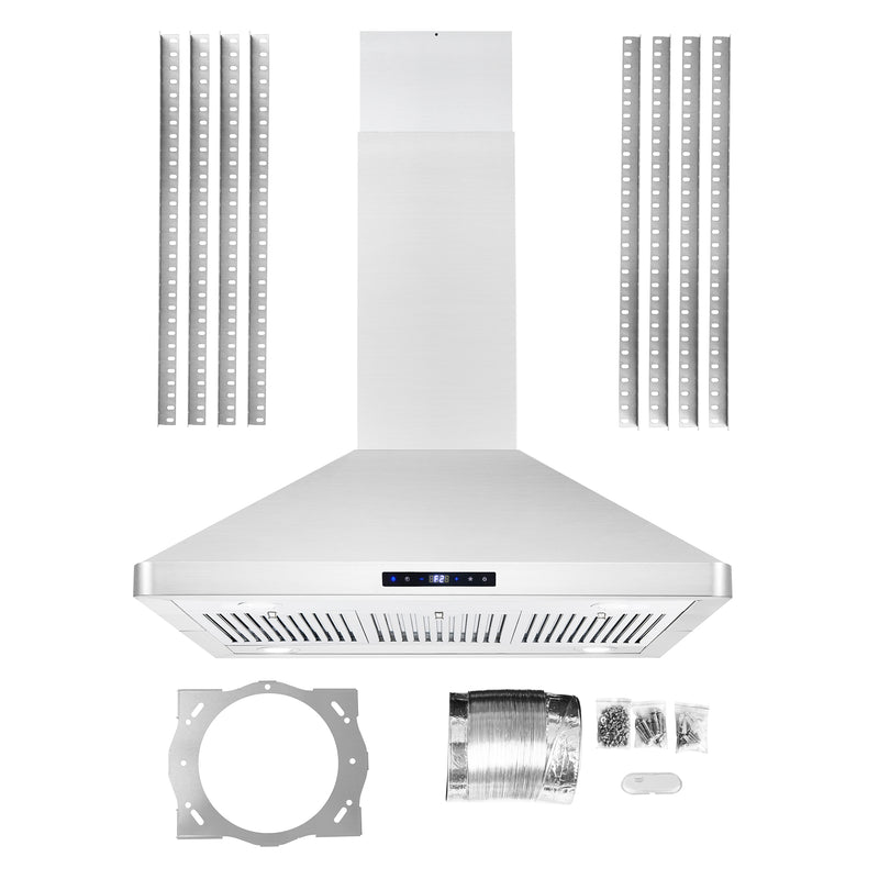 Load image into Gallery viewer, Cosmo 36 in. Ducted Island Range Hood with 380 CFM, 3-Speed Fan, Permanent Filters, LED Lights in Stainless Steel