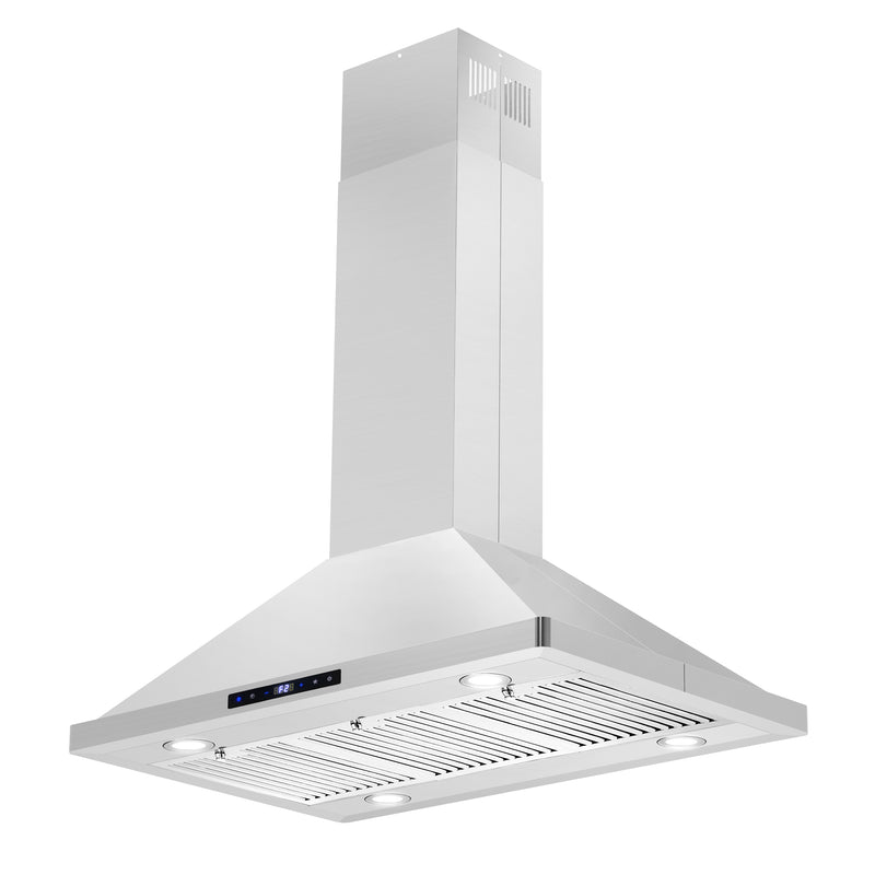 Load image into Gallery viewer, Cosmo 36 in. Ducted Island Range Hood with 380 CFM, 3-Speed Fan, Permanent Filters, LED Lights in Stainless Steel