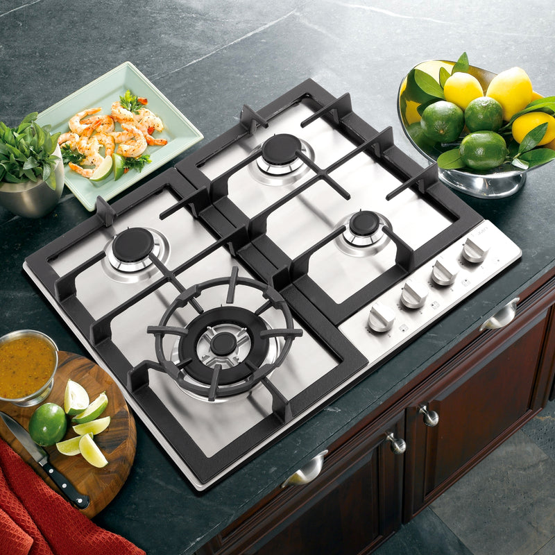 Load image into Gallery viewer, Cosmo 24 inch, Stainless Steel Gas Cooktop with 4 Sealed Burners - COS-640STX-E