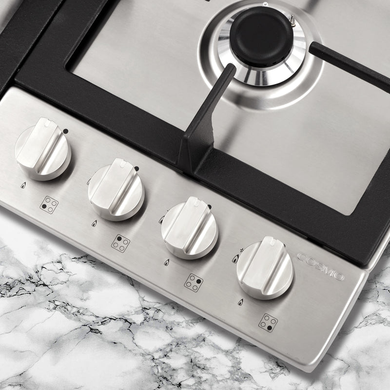 Load image into Gallery viewer, Cosmo 24 inch, Stainless Steel Gas Cooktop with 4 Sealed Burners - COS-640STX-E