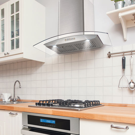 Cosmo 30 in. Ducted Wall Mount Range Hood in Stainless Steel with LED Lighting and Permanent Filters