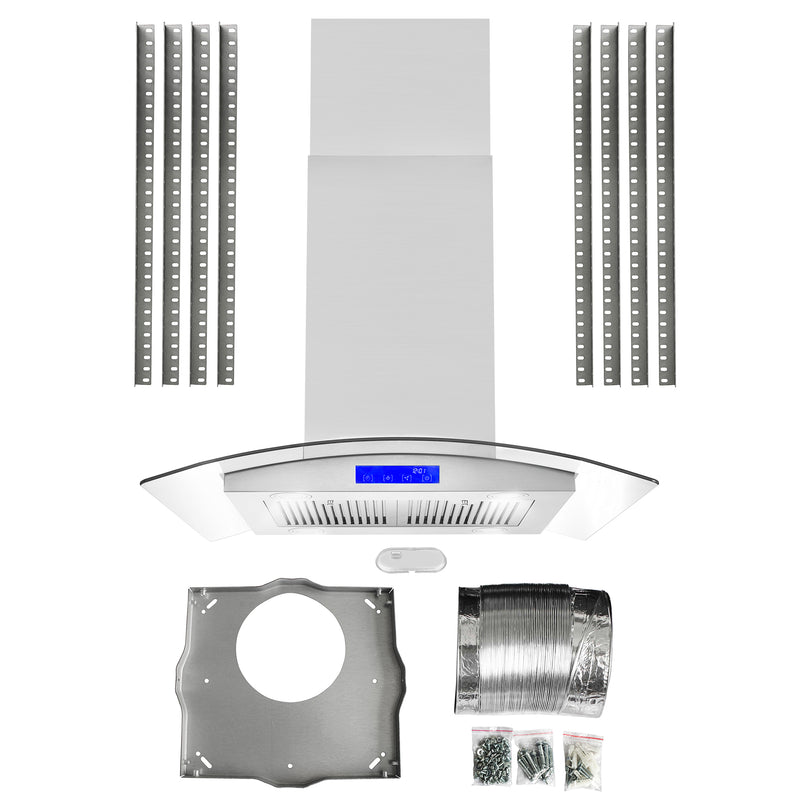 Load image into Gallery viewer, Cosmo 30 inch, Stainless Steel Ducted Island Range Hood with Permanent Filters - COS-668ICS750