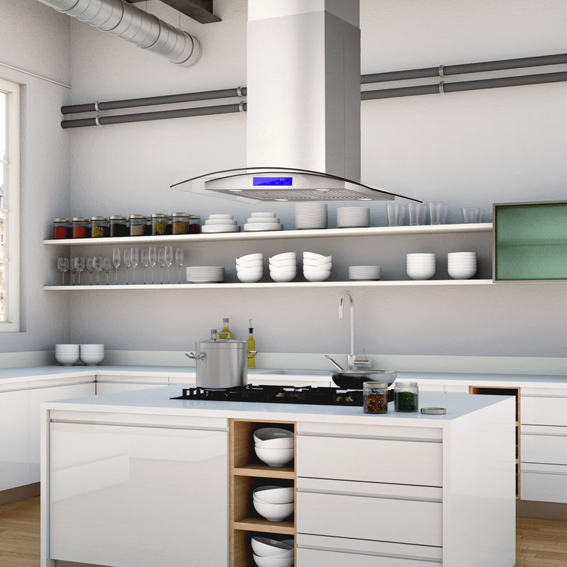 Load image into Gallery viewer, Cosmo 30 in. Ducted Island Range Hood in Stainless Steel with LED Lighting and Permanent Filters