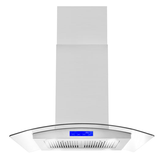 Cosmo 30 in. Ducted Island Range Hood in Stainless Steel with LED Lighting and Permanent Filters
