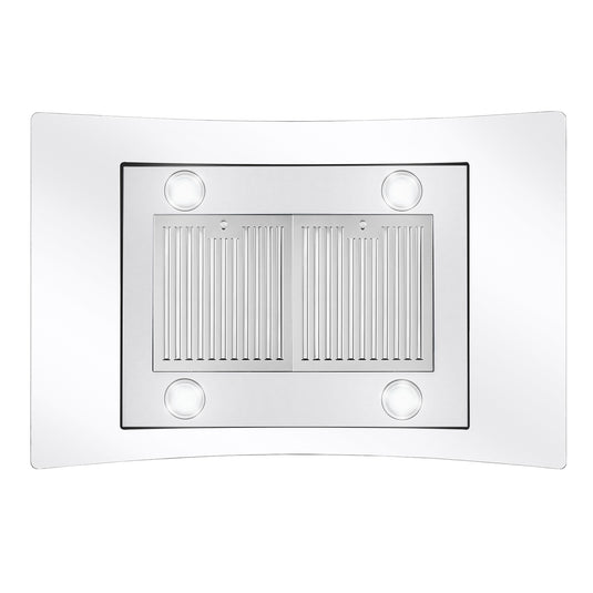 Cosmo 668ICS900 36 in. Island Range Hood with 380 CFM, 3 Speeds, Ducted, Permanent Filters, Soft Touch Controls, LED Lights, Curved Glass Hood in Stainless Steel