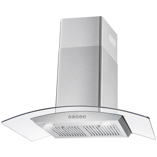 Cosmo 36 in. Ducted Wall Mount Range Hood in Stainless Steel with Push Button Controls, LED Lighting and Permanent Filters