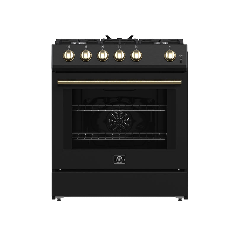 Load image into Gallery viewer, Forno Leonardo Espresso 30-Inch, Black Gas Range with 5 Burners - FFSGS1116-30BLK