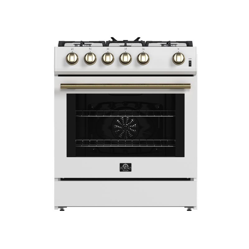 Load image into Gallery viewer, Forno Leonardo Espresso 30-Inch, White Gas Range with 5 Burners - FFSGS1116-30WHT