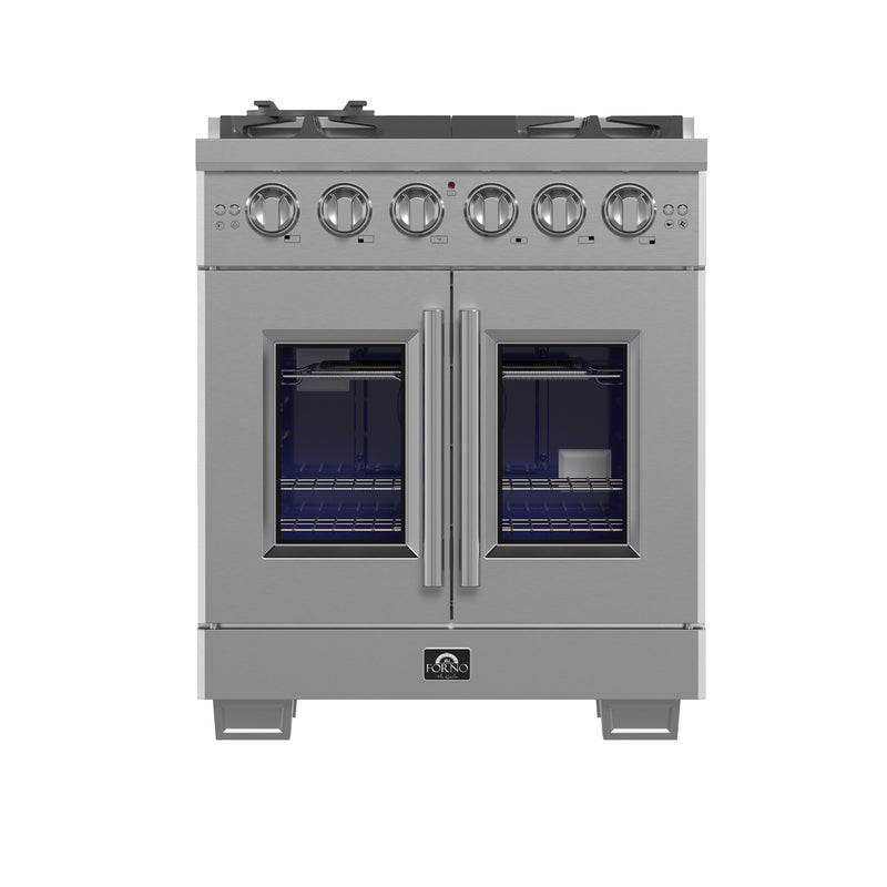 Load image into Gallery viewer, Forno Capriasca 30-Inch, Stainless Steel Freestanding French Door Gas Range with 4 Burners - FFSGS6460-30