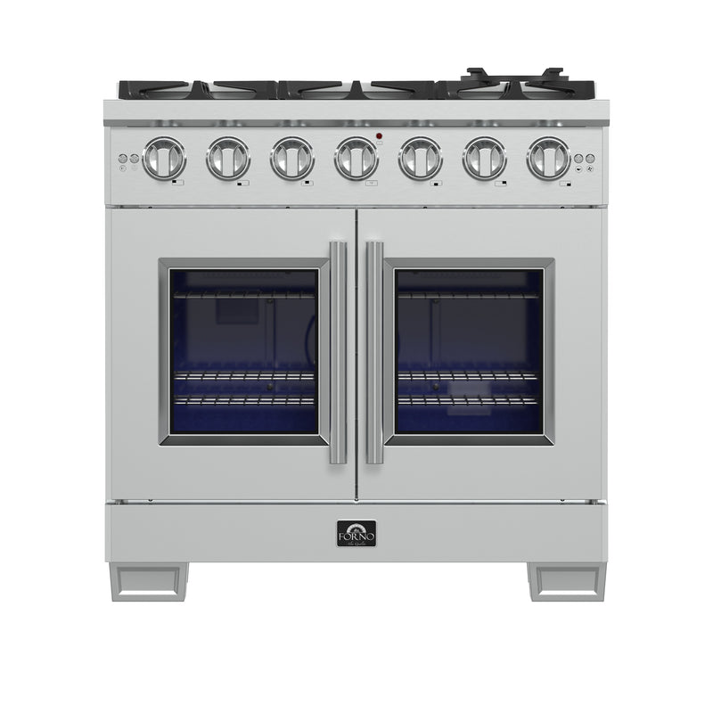 Load image into Gallery viewer, Forno Capriasca 36-Inch, Stainless Steel Freestanding French Door Gas Range with 6 Burners - FFSGS6460-36
