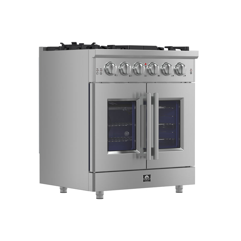 Load image into Gallery viewer, Forno Massimo 30-Inch, Stainless Steel Freestanding French Door Gas Range with 4 Burners - FFSGS6439-30