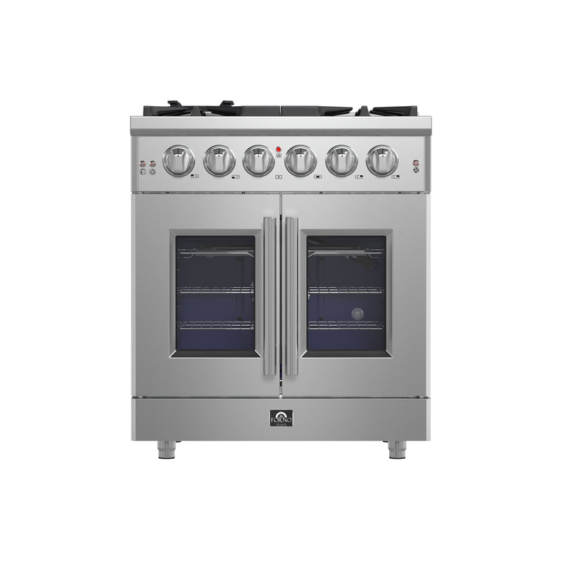 Load image into Gallery viewer, Forno Massimo 30-Inch, Stainless Steel Freestanding French Door Gas Range with 4 Burners - FFSGS6439-30