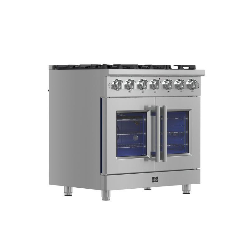 Load image into Gallery viewer, Forno Massimo 36-Inch, Stainless Steel Freestanding French Door Gas Range with 6 Burners - FFSGS6439-36