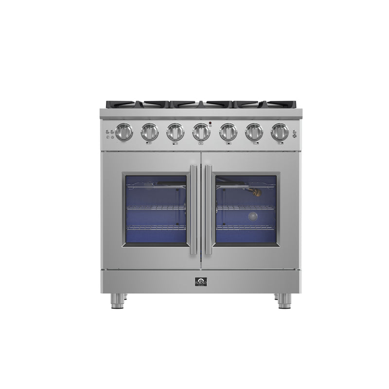 Load image into Gallery viewer, Forno Massimo 36-Inch, Stainless Steel Freestanding French Door Gas Range with 6 Burners - FFSGS6439-36