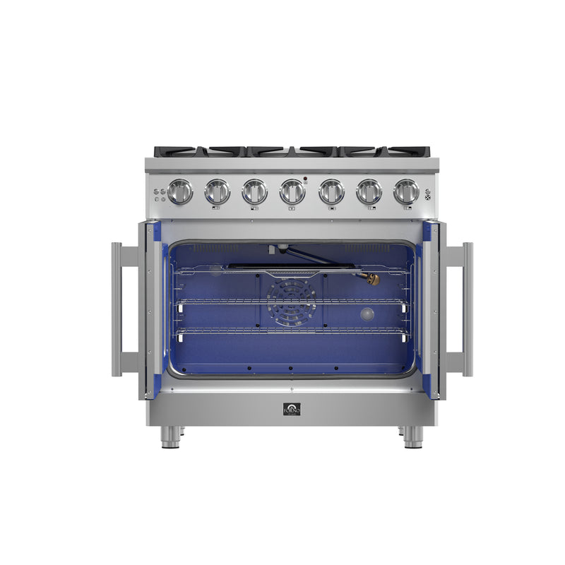 Load image into Gallery viewer, Forno Massimo 36-Inch, Stainless Steel Freestanding French Door Gas Range with 6 Burners - FFSGS6439-36
