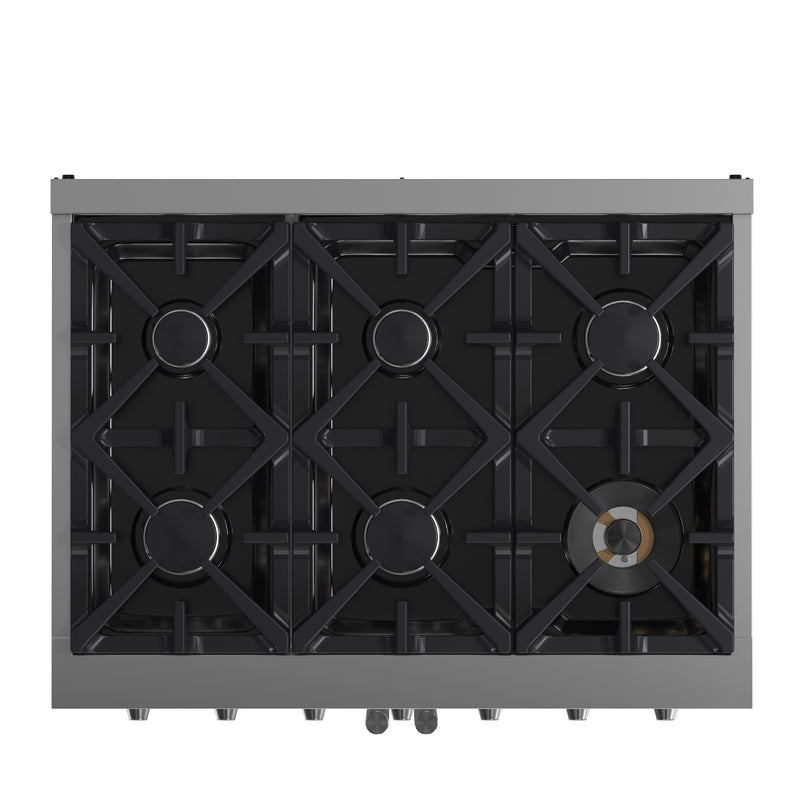 Load image into Gallery viewer, Forno Massimo 36-Inch, Stainless Steel Freestanding French Door Gas Range with 6 Burners - FFSGS6439-36