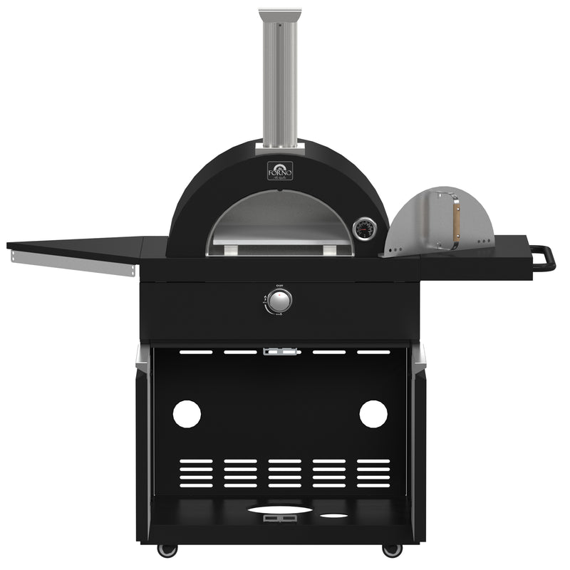 Load image into Gallery viewer, Forno All’Aperto 87,600 BTU Outdoor Kitchen, 4 Burners, Infrared Burners, Side Burner, Black Sintered Stone Countertops, Gas Pizza Oven, Sink Module, Bar & Beverage Center