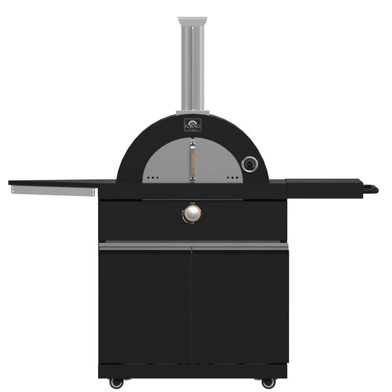 Load image into Gallery viewer, Forno All’Aperto 87,600 BTU Outdoor Kitchen, 4 Burners, Infrared Burners, Side Burner, Black Sintered Stone Countertops, Gas Pizza Oven, Sink Module, Bar & Beverage Center