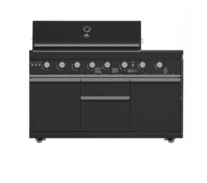 Load image into Gallery viewer, Forno All’Aperto 99,600 BTU Outdoor Kitchen, 5 Burners, Infrared Burners, Side Burner, Black Sintered Stone Countertops, Gas Pizza Oven, Sink Module, Bar & Beverage Center