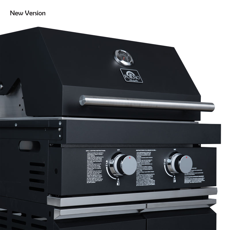 Load image into Gallery viewer, Forno All’Aperto 99,600 BTU Outdoor Kitchen, 5 Burners, Infrared Burners, Side Burner, Black Sintered Stone Countertops, Gas Pizza Oven, Sink Module, Bar & Beverage Center