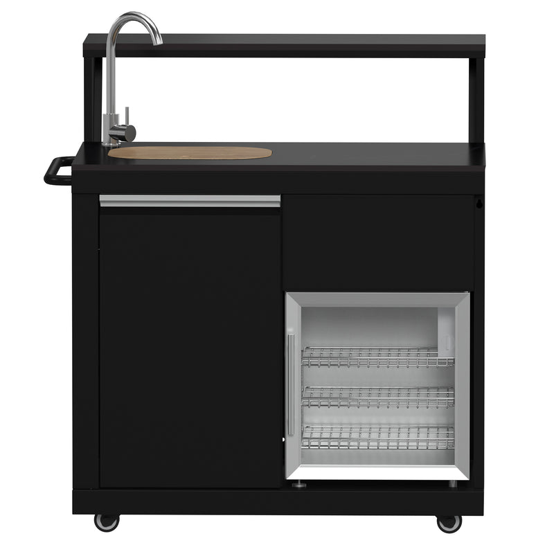 Load image into Gallery viewer, Forno All’Aperto 62,600 BTU BBQ, 3 Stainless Steel Burners, Infrared Burners, Sink Module, Black Sintered Stone Countertops, Bar and Beverage Center