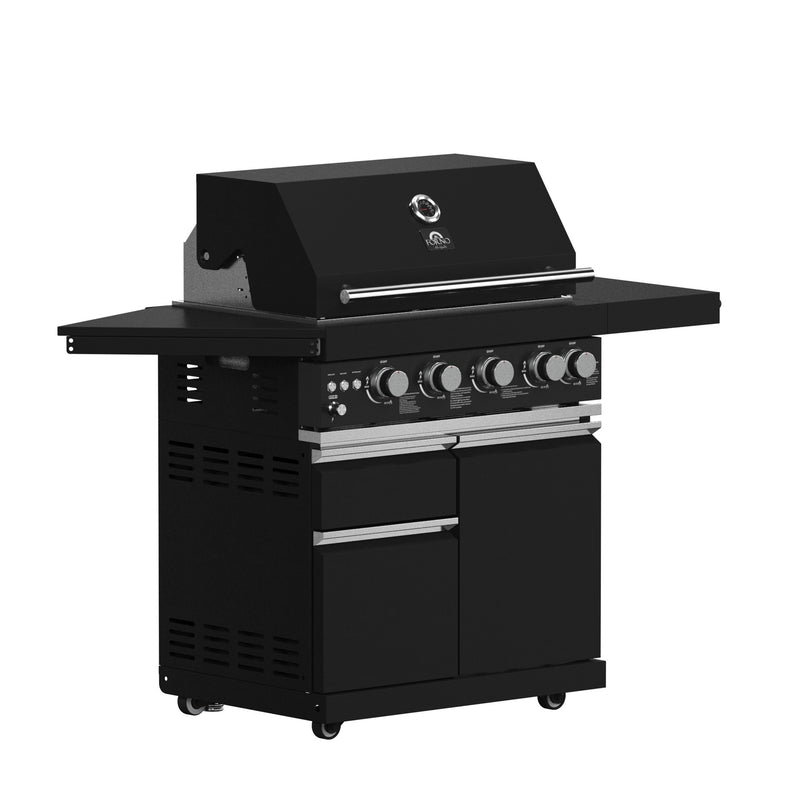 Load image into Gallery viewer, Forno All’Aperto 62,600 BTU BBQ, 3 Stainless Steel Burners, Infrared Burners, Sink Module, Black Sintered Stone Countertops, Bar and Beverage Center