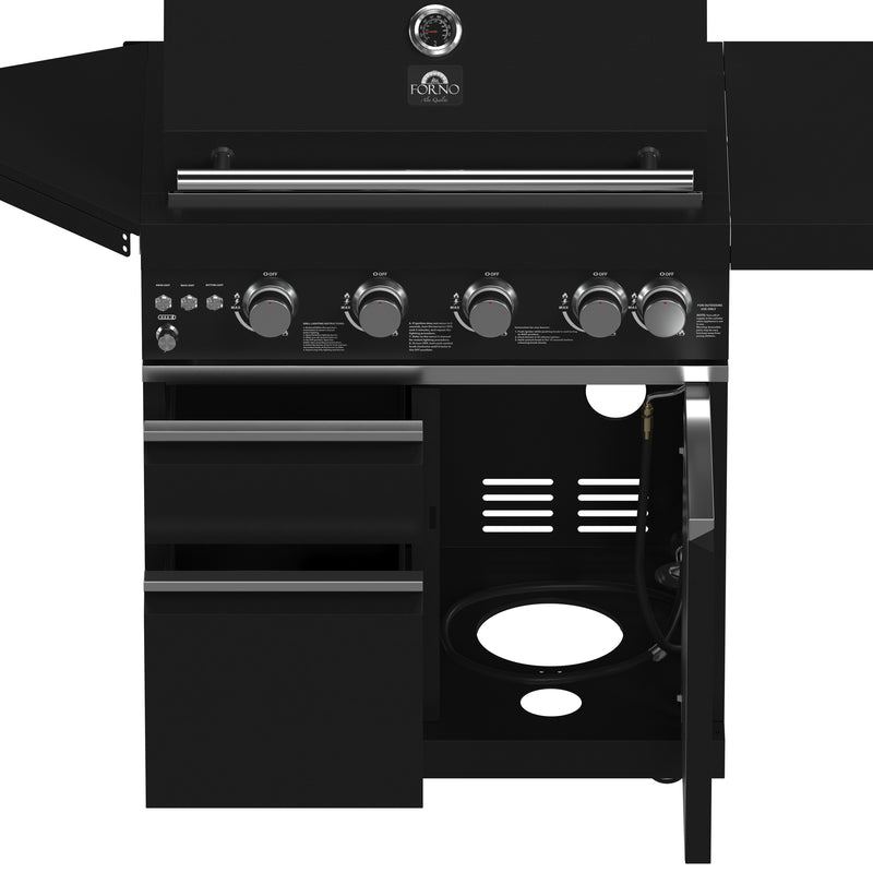 Load image into Gallery viewer, Forno All’Aperto 62,600 BTU BBQ, 3 Stainless Steel Burners, Infrared Burners, Sink Module, Black Sintered Stone Countertops, Bar and Beverage Center