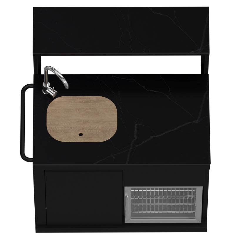 Load image into Gallery viewer, Forno All’Aperto 62,600 BTU BBQ, 3 Stainless Steel Burners, Infrared Burners, Sink Module, Black Sintered Stone Countertops, Bar and Beverage Center