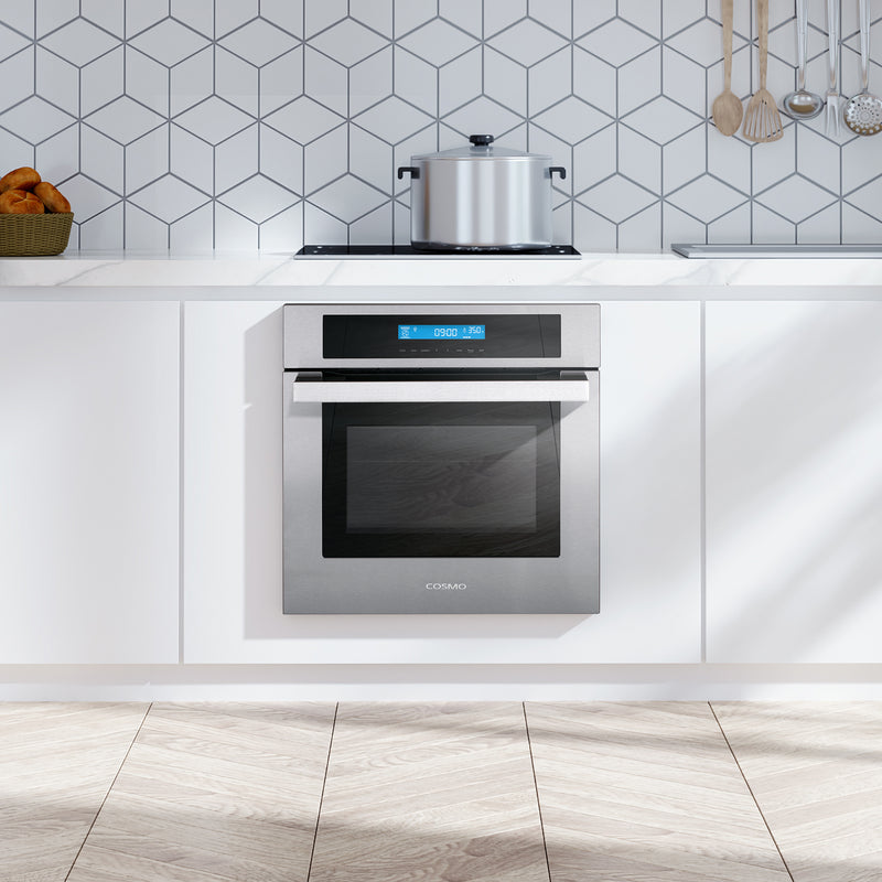 Load image into Gallery viewer, Cosmo 24 in. 2.5 cu. ft. Single Electric Wall Oven w/8 Functions and True European Convection in Stainless Steel