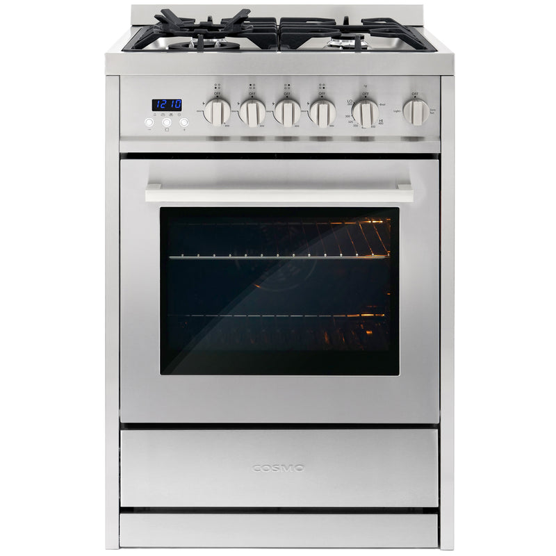 Load image into Gallery viewer, Cosmo 24 inch, Stainless Steel Single Oven Gas Range with 4 Burner Cooktop - COS-244AGC