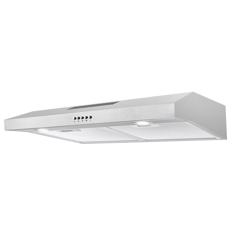 Load image into Gallery viewer, Cosmo 5U30 30 in. Under Cabinet Range Hood with Ducted / Ductless Convertible Slim Kitchen Over Stove Vent, 3 Speed Exhaust Fan, Reusable Filter, LED Lights in Stainless Steel