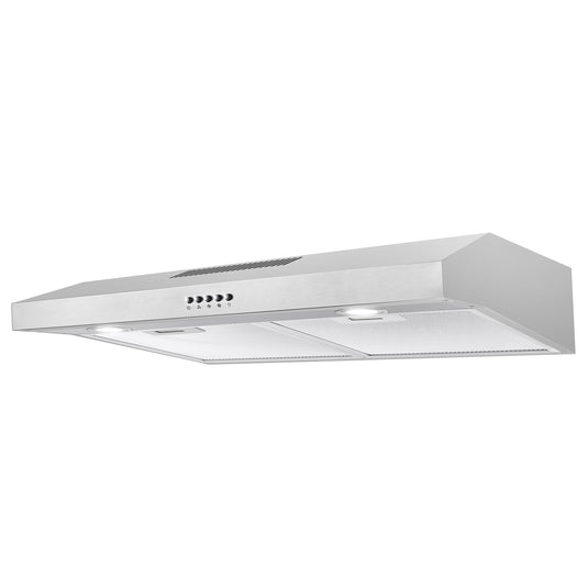 Cosmo 5U30 30 in. Under Cabinet Range Hood with Ducted / Ductless Convertible Slim Kitchen Over Stove Vent, 3 Speed Exhaust Fan, Reusable Filter, LED Lights in Stainless Steel