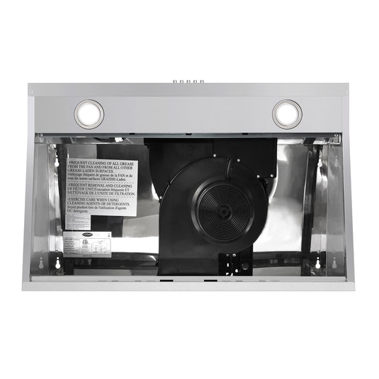 Cosmo 5U30 30 in. Under Cabinet Range Hood with Ducted / Ductless Convertible Slim Kitchen Over Stove Vent, 3 Speed Exhaust Fan, Reusable Filter, LED Lights in Stainless Steel